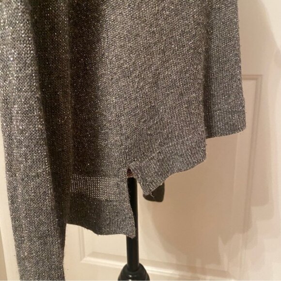 C&C CALIFORNIA TOP LONG SLEEVE TEE SILVER METALLIC BOAT NECK BATEAU SIZE S - Picture 7 of 10